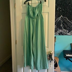 Teal strapless jumpsuit